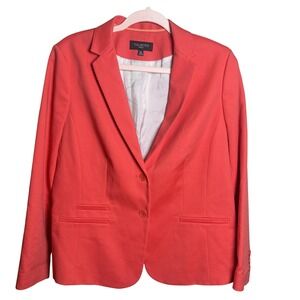 Talbots Blazer Womens 14P Coral Cotton Blend Two Button Petite Work Jacket